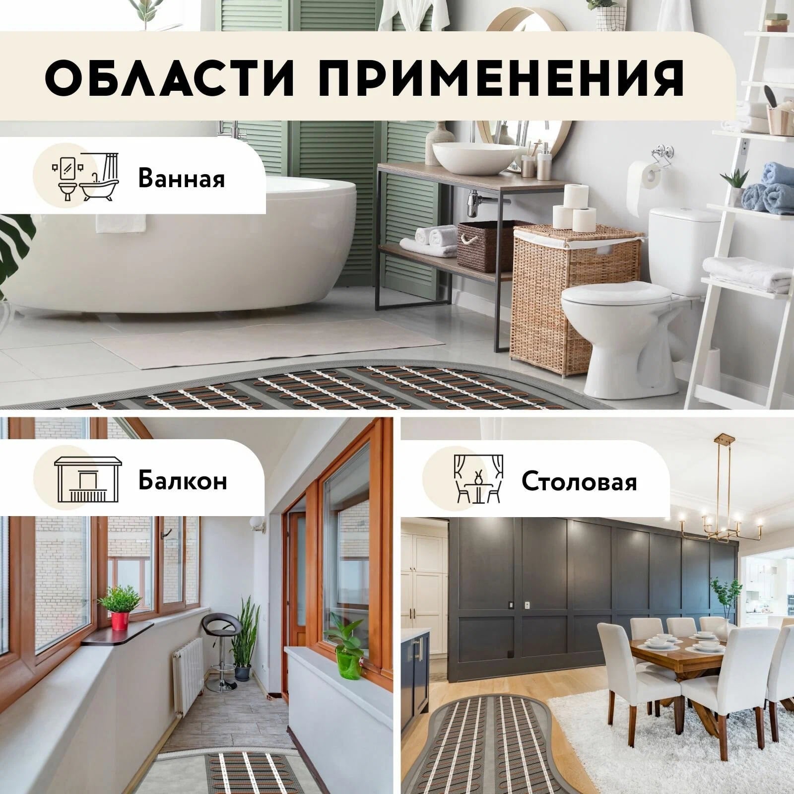 Русское тепло РТ-480-3,00 нагревательный мат для теплого пола