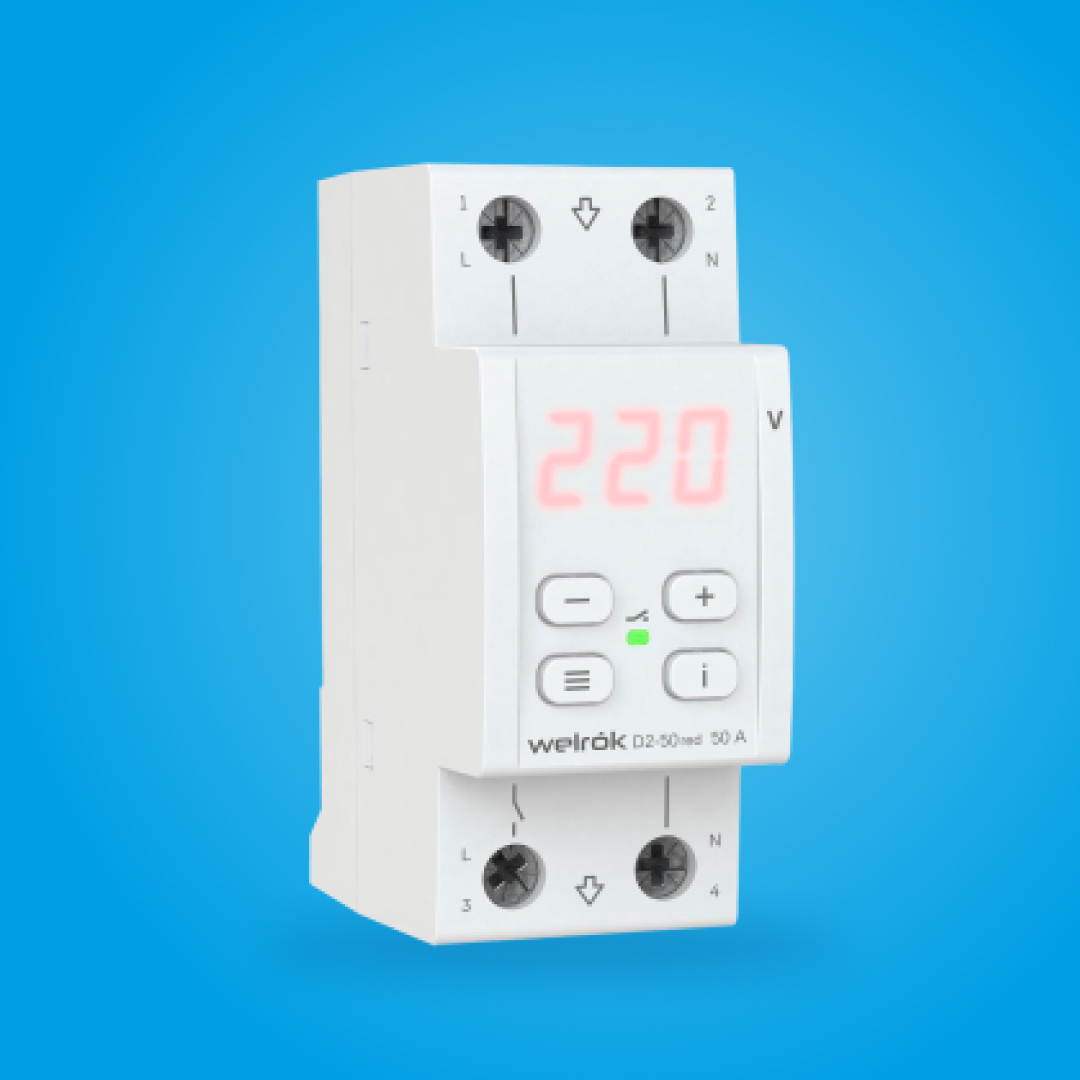 Реле напряжения Welrok D2-50 red (на 3 клеммы)