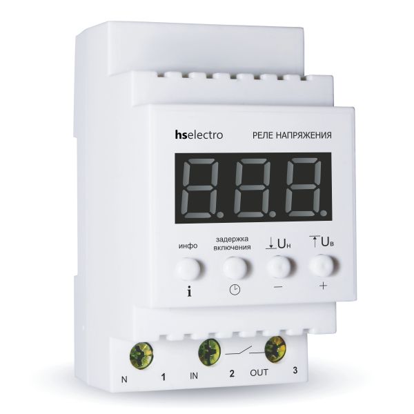 Реле напряжения HS Electro УКН-63с с термзащитой Реле напряжения HS Electro УКН-63с с термзащитой