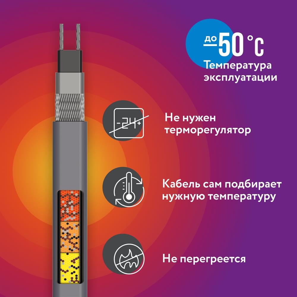 RoofMate 30Вт/м 40м комплект саморегулирующегося греющего кабеля