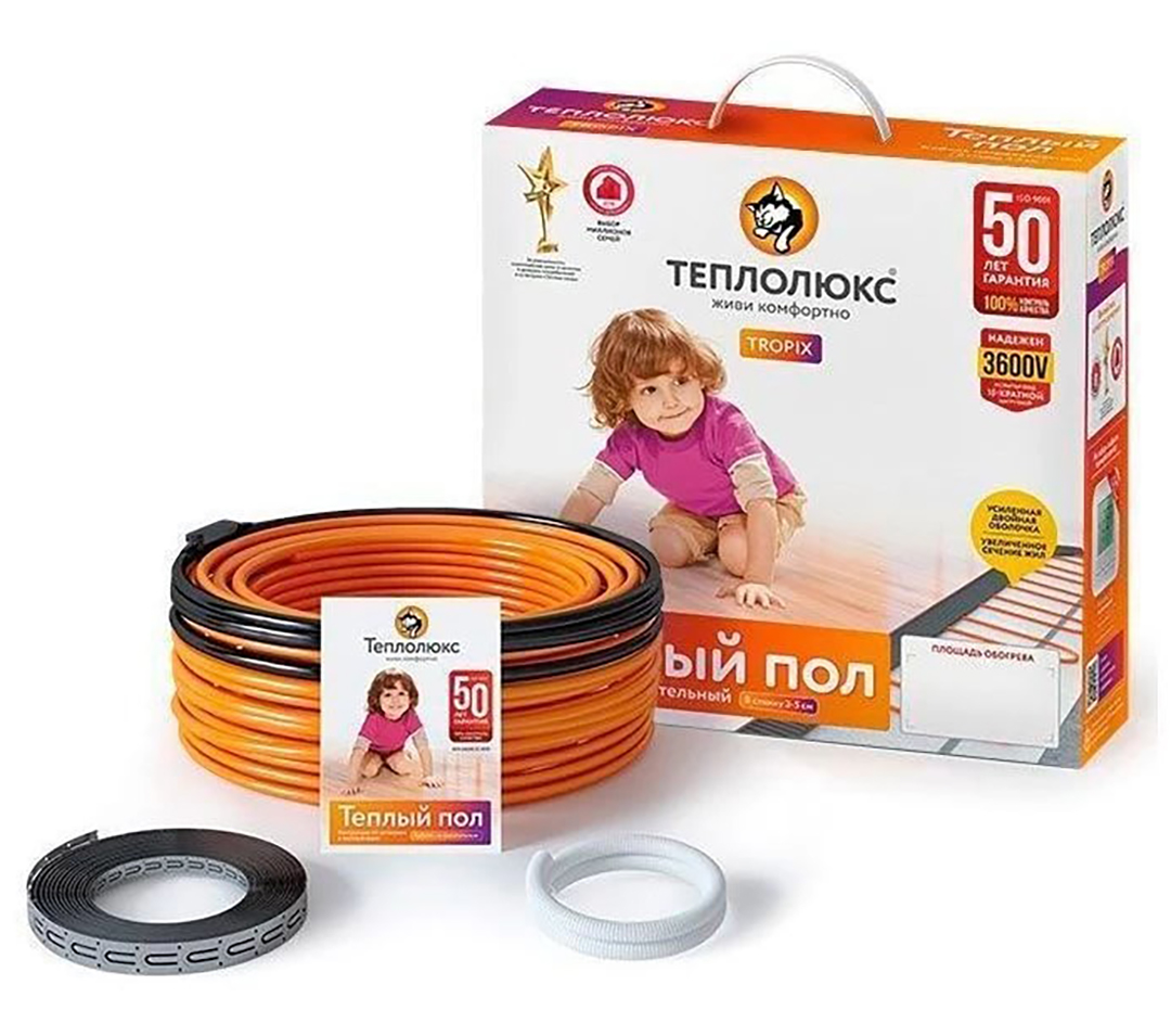 Кабельный теплый пол "Теплолюкс" Tropix ТЛБЭ 32,0 м/630 Вт