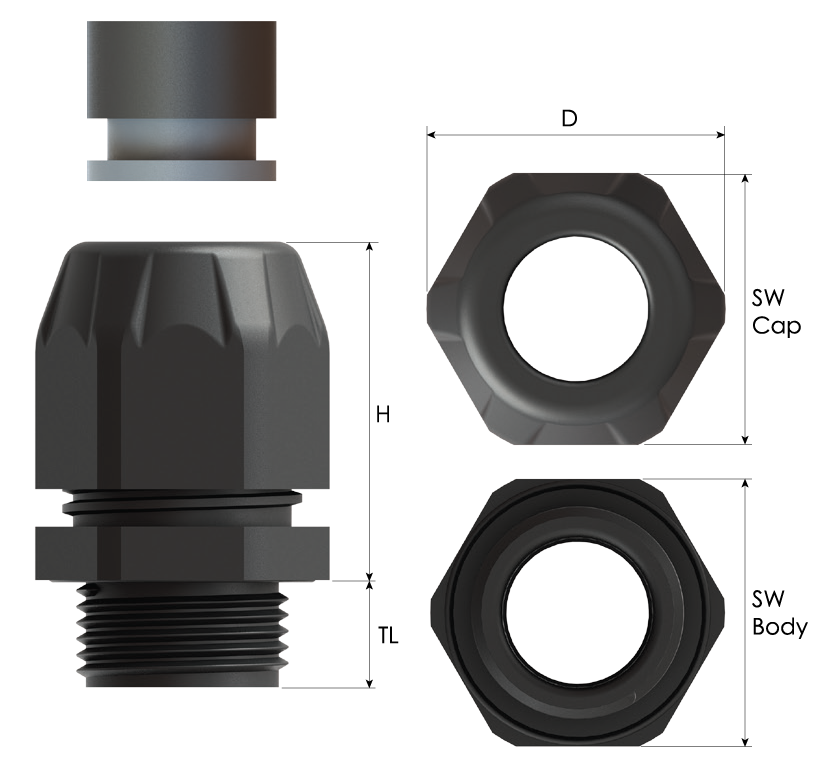 Bimed EHIBM-X1S кабельный ввод для небронированного кабеля, пластик
