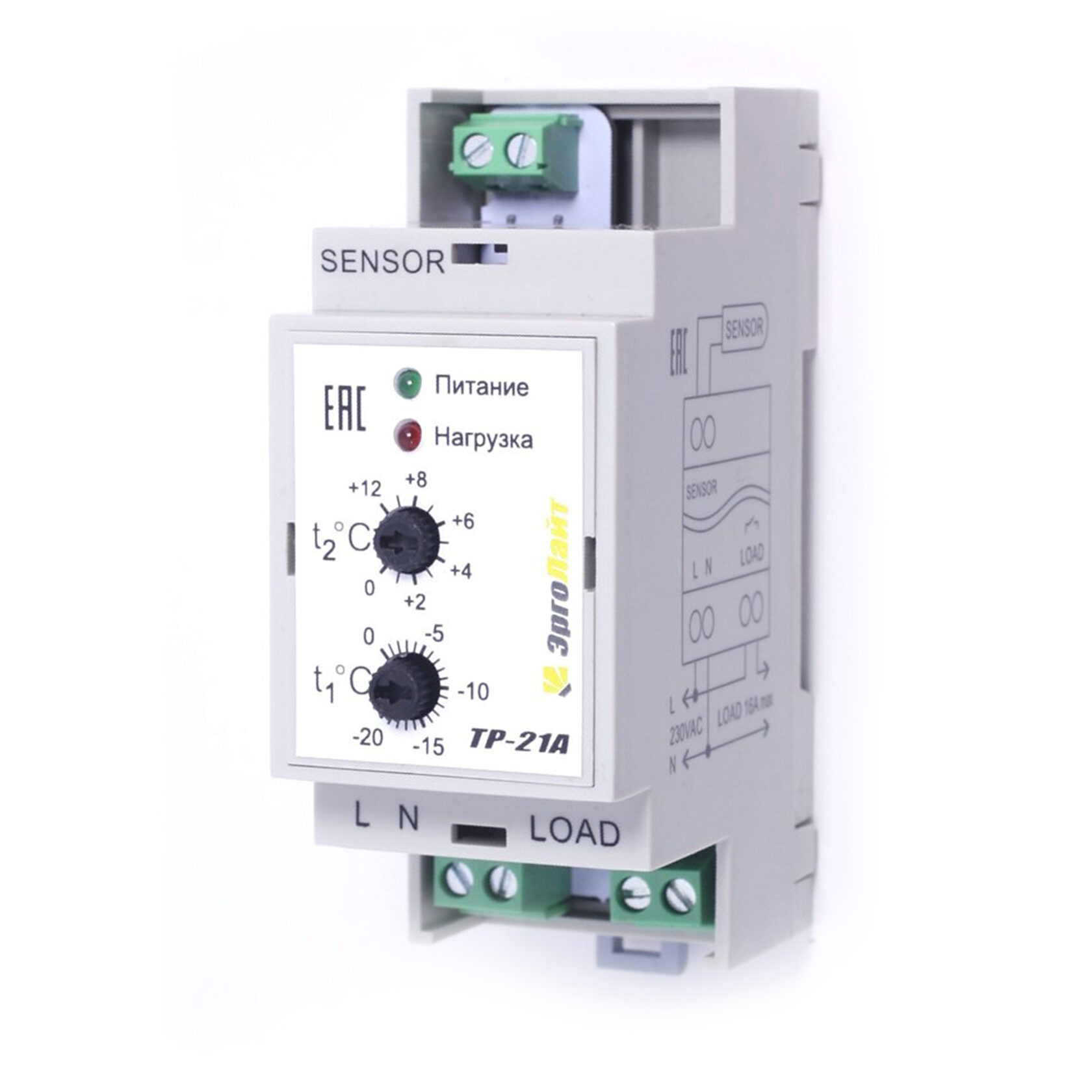 Эрголайт ТР-21А терморегулятор для систем антиобледенения и снеготаяния с датчиком AS-10M