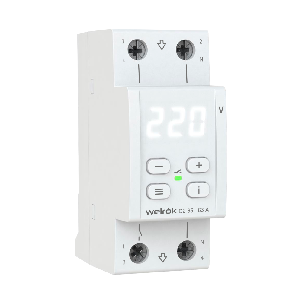 Реле напряжения Welrok D2-63 (на 4 клеммы) Реле напряжения Welrok D2-63 (на 4 клеммы)