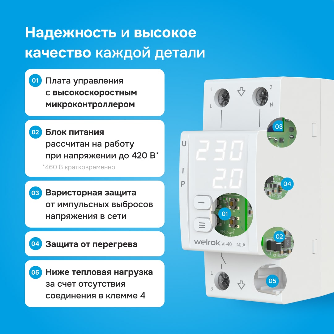 Welrok VI-40 реле напряжения с контролем тока