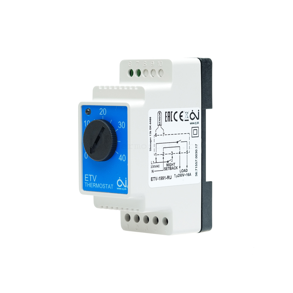 Терморегулятор для греющих кабелей OJ Eleсtronics ETV-1991 с датчиком температуры пола