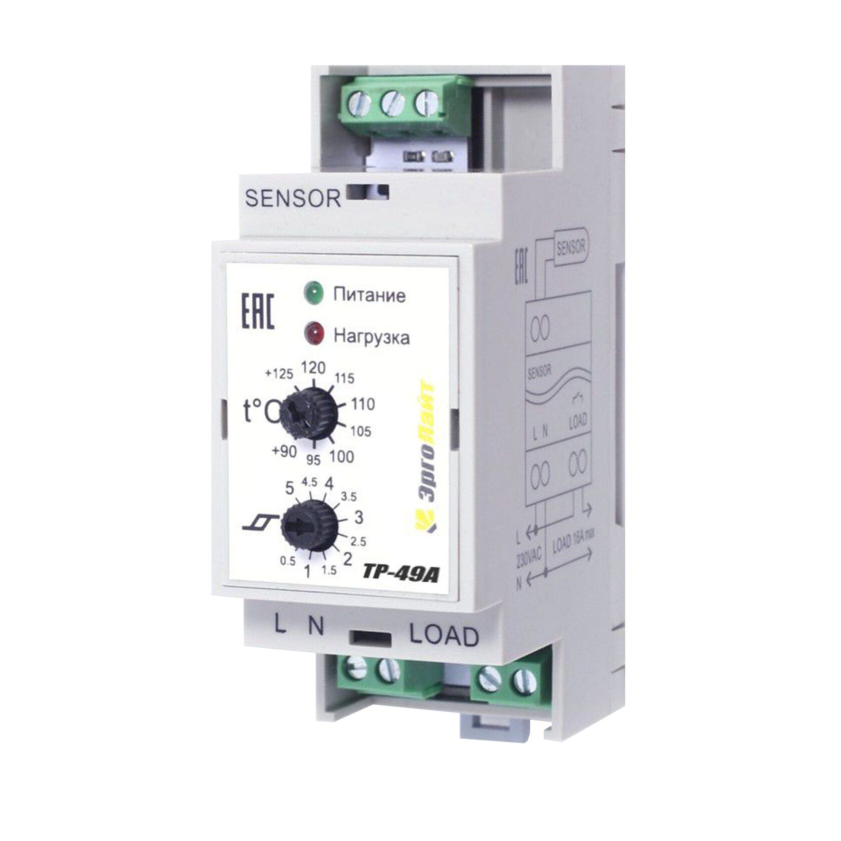 Эрголайт ТР-49А терморегулятор для высокотепературного нагрева c датчиком DS-125MV