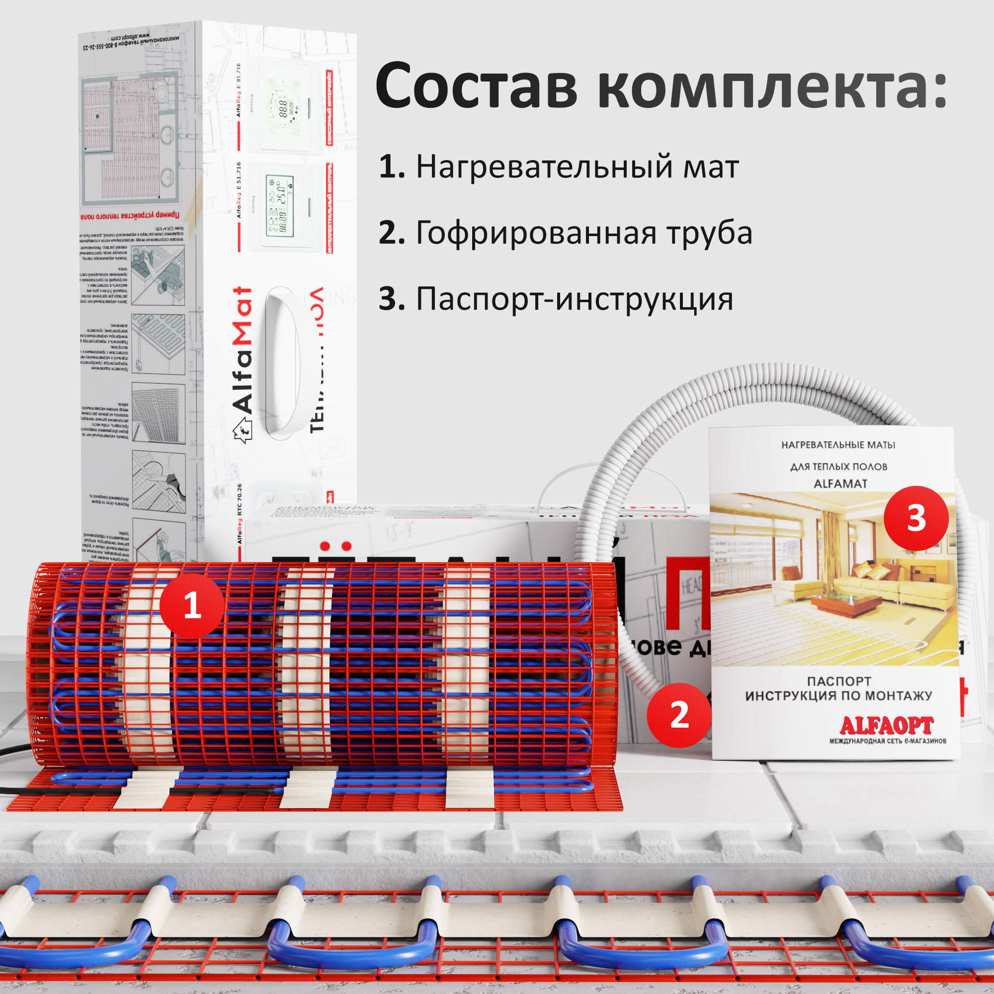 AlfaMat-150 (15,0 м²) нагревательный мат для теплого пола