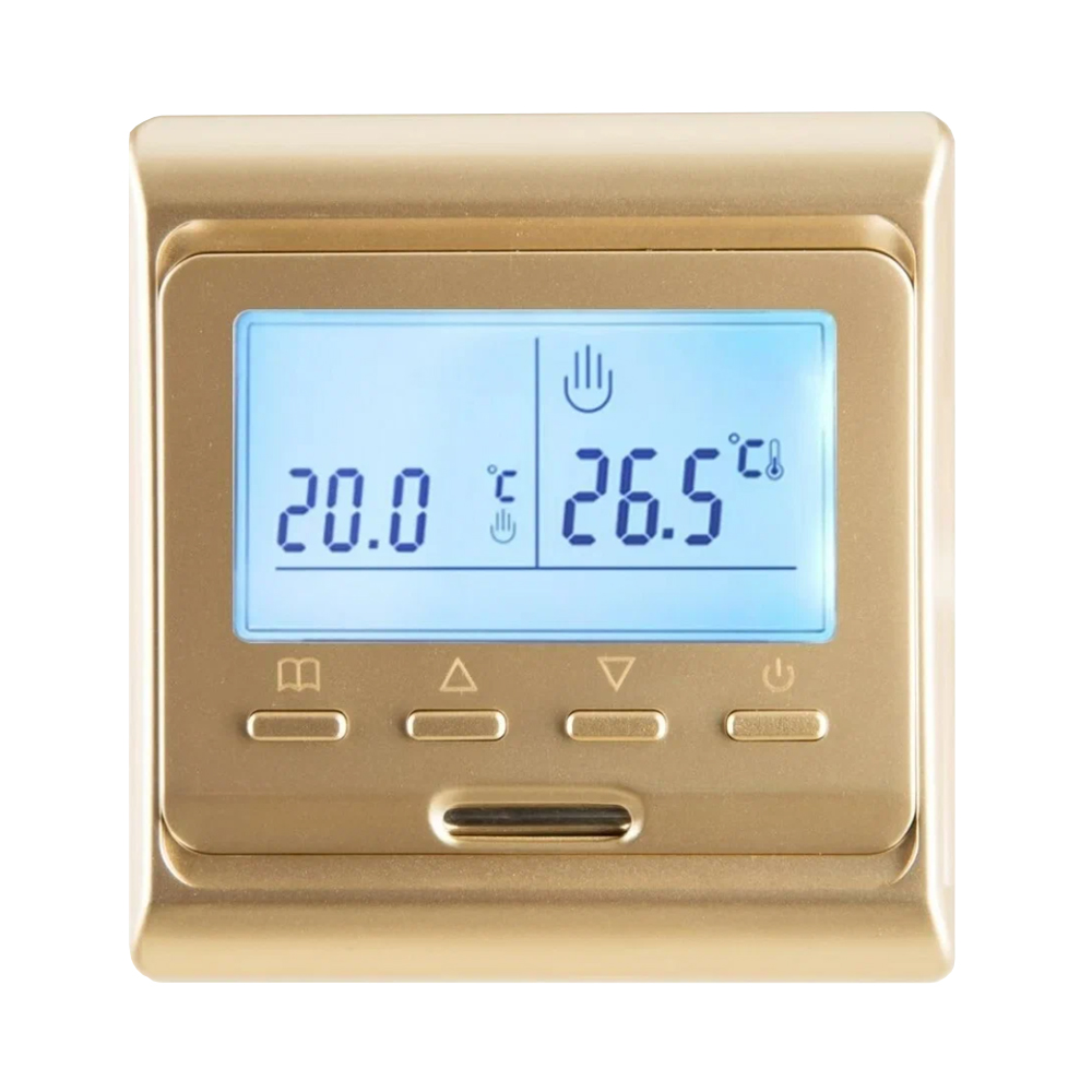 AlfaReg E-51.716 Wi-Fi терморегулятор для теплого пола программируемый, 16A, золотистый AlfaReg E-51.716 Wi-Fi терморегулятор для теплого пола программируемый, 16A, золотистый